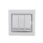 Мира Выключатель тройной белый с серой вставкой