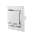 Выключатель одноклавишный, белый, с серой вставкой