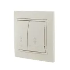 Мира Выключатель двойной проходной крем с вставкой