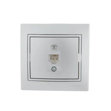 MIRA Розетка телефонная евро металлик серая со вставкой