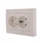 Розетка RAIN двойная с/з керамика белая