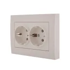 Розетка RAIN двойная с/з керамика белая