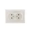 Мира Розетка двойная без заземления керамика жемчужно-белый перламутр со вставкой