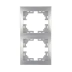 MIRA Рамка 2 поста вертикальная серый металлик без вставок