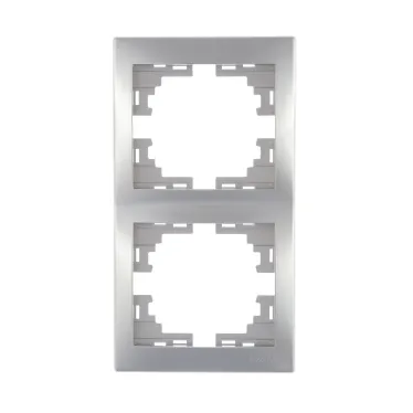 MIRA Рамка 2 поста вертикальная серый металлик без вставок