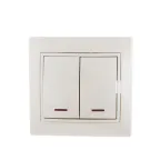 MIRA Выключатель двухклавишный с индикатором жемчужно-перламутровый