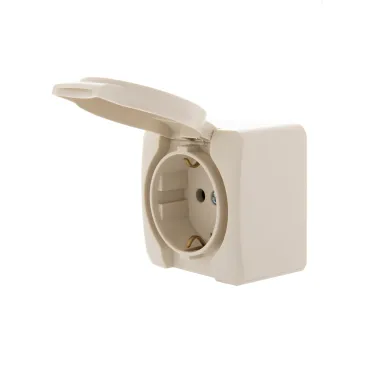 VIOLA Розетка с/з с крышкой керамика крем (12шт/144шт)