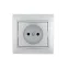 MIRA Розетка без заземления металлик серая
