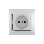 MIRA Розетка без заземления металлик серая