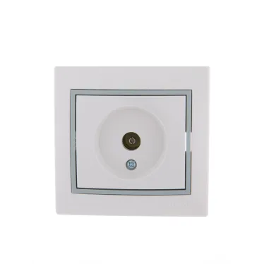 Мира Розетка ТВ белый с вставкой серая