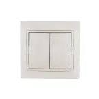 Мира Выключатель двойной жемчужно-белый перламутр со вставкой