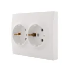 KARINA Розетка двойная с/з керамика белая (10шт/120шт)