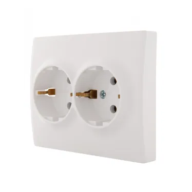 KARINA Розетка двойная с/з керамика белая (10шт/120шт)