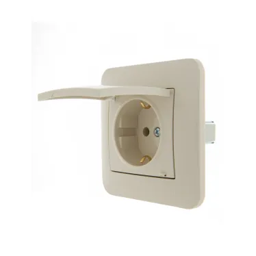 KARINA Розетка с/з с крышкой ПБТ крем (10шт/120шт)