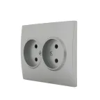 KARINA Розетка двойная б/з керамика матовое серебро (10шт/120шт)