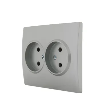 KARINA Розетка двойная б/з керамика матовое серебро (10шт/120шт)