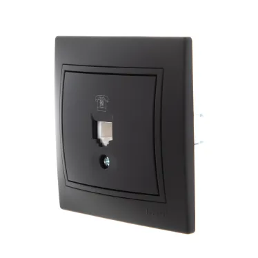 MIRA Розетка телефонная евро чёрный бархат со вставкой (10шт/120шт)