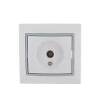 Розетка ТВ проходная белый с серой вставкой