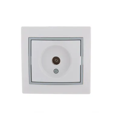 Розетка ТВ проходная белый с серой вставкой
