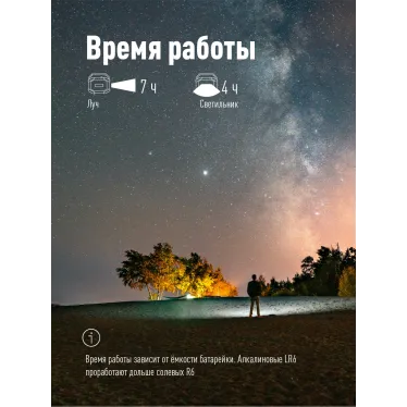 Фонарь светильник рабочая серия 4Вт COBLED+1ВтLED/2 линзы/3xAA/корпус ABS-пластик, КОСМОС