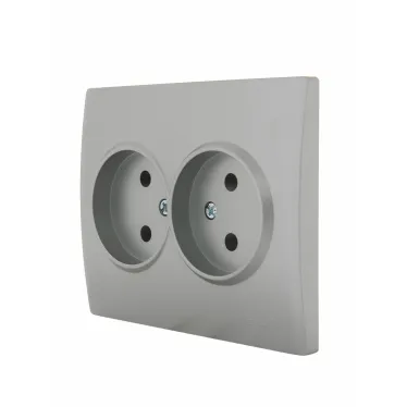KARINA Розетка двойная б/з ПБТ матовое серебро (10шт/120шт)