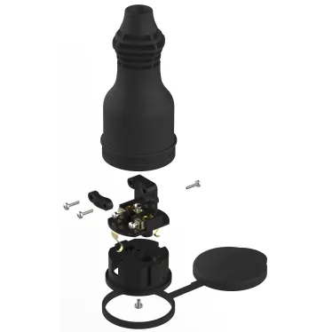 Розетка каучуковая прямая c заземлением 16А IP44 черная RX11-B-IP44