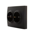 KARINA Розетка двойная с/з керамика чёрный бархат (10шт/120шт)