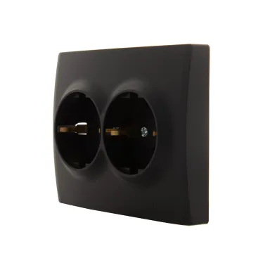 KARINA Розетка двойная с/з керамика чёрный бархат (10шт/120шт)