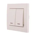 Выключатель RAIN двойной с подсветкой жемчужно-белый перламутр