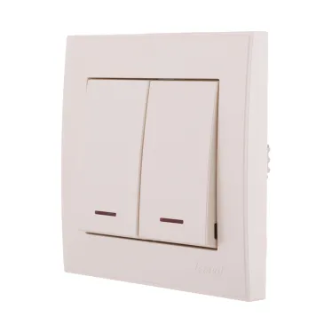 Выключатель RAIN двойной с подсветкой жемчужно-белый перламутр