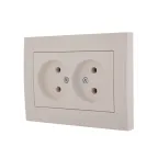 Розетка RAIN двойная б/з керамика белая
