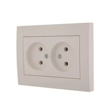 Розетка RAIN двойная б/з керамика белая