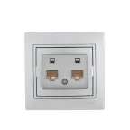 Мира Розетка RJ 45 х2 металлик серый со вставкой