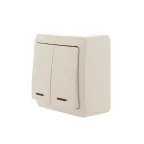 VIOLA Выключатель двойной с подсветкой крем (12шт/144шт)