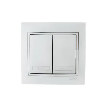 MIRA Выключатель двухклавишный металлик серый со вставкой