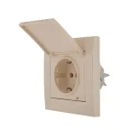 Розетка RAIN с/з с крышкой керамика крем