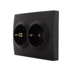 KARINA Розетка двойная с/з ПБТ чёрный бархат (10шт/120шт)