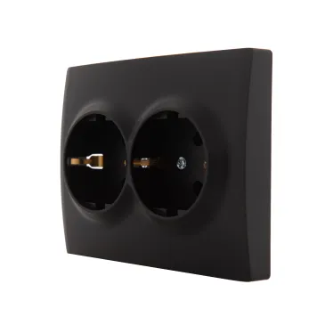 KARINA Розетка двойная с/з ПБТ чёрный бархат (10шт/120шт)