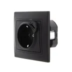 MIRA Розетка с\з +USB чёрный бархат со вставкой (10шт/120шт)