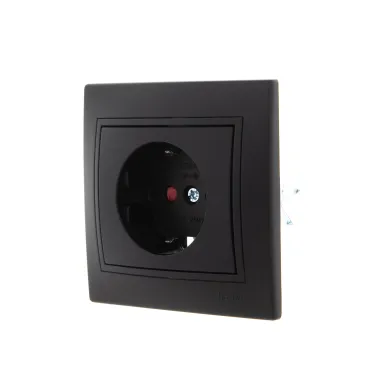 MIRA Розетка с защитой от детей керамика чёрный бархат со вставкой (10шт/120шт)