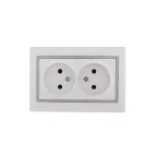 MIRA Розетка двойная без заземления белая с серой вставкой