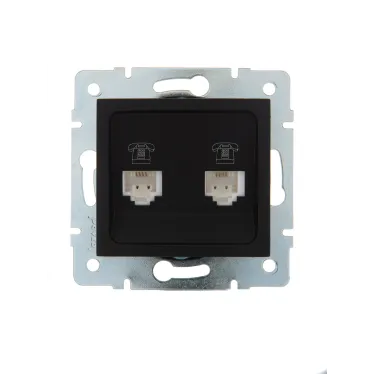 KARINA Розетка телефонная двойная евро чёрный бархат (10шт/120шт)