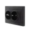 MIRA Розетка двойная с/з керамика чёрный бархат со вставкой (10шт/120шт)