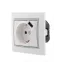Розетка Мира с/з 16A с USB 2.1A скрытой установки белая с серой вставкой