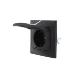 MIRA Розетка с/з с крышкой керамика чёрный бархат со вставкой (10шт/120шт)