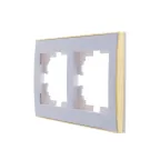 Рамка RAIN двойная горизонтальная белая с боковой вставкой золото