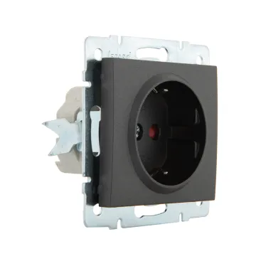 Розетка RAIN с защитой от детей керамика черный графит матовый механизм