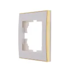 Рамка RAIN 1-ая горизонтальная белый с боковой вставкой золото