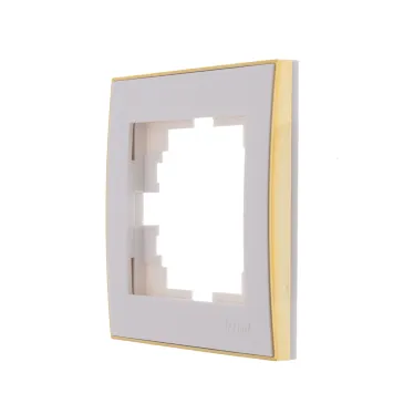 Рамка RAIN 1-ая горизонтальная белый с боковой вставкой золото