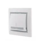 Мира Выключатель одноклавишный прох белый с вст сер